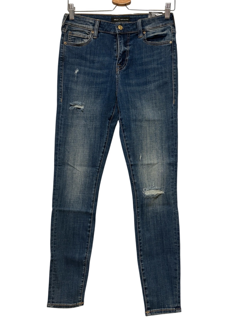 TRUE RELIGION Halle High Rise Super Skinny Distressed Jeans Sz 27